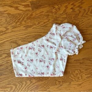 Altar'd State One Shoulder Floral Cropped Blouse NWOT